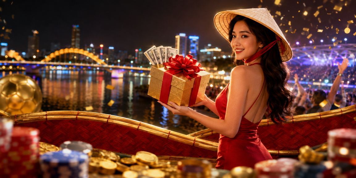 Người phụ nữ đội nón lá tại Đà Nẵng nhận cashback bonus khi chơi game trên di động