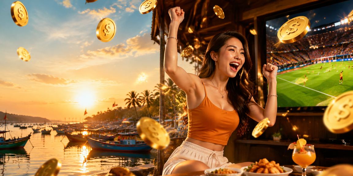 Người dùng kiểm tra ưu đãi casino trên điện thoại tại bãi biển Mũi Né